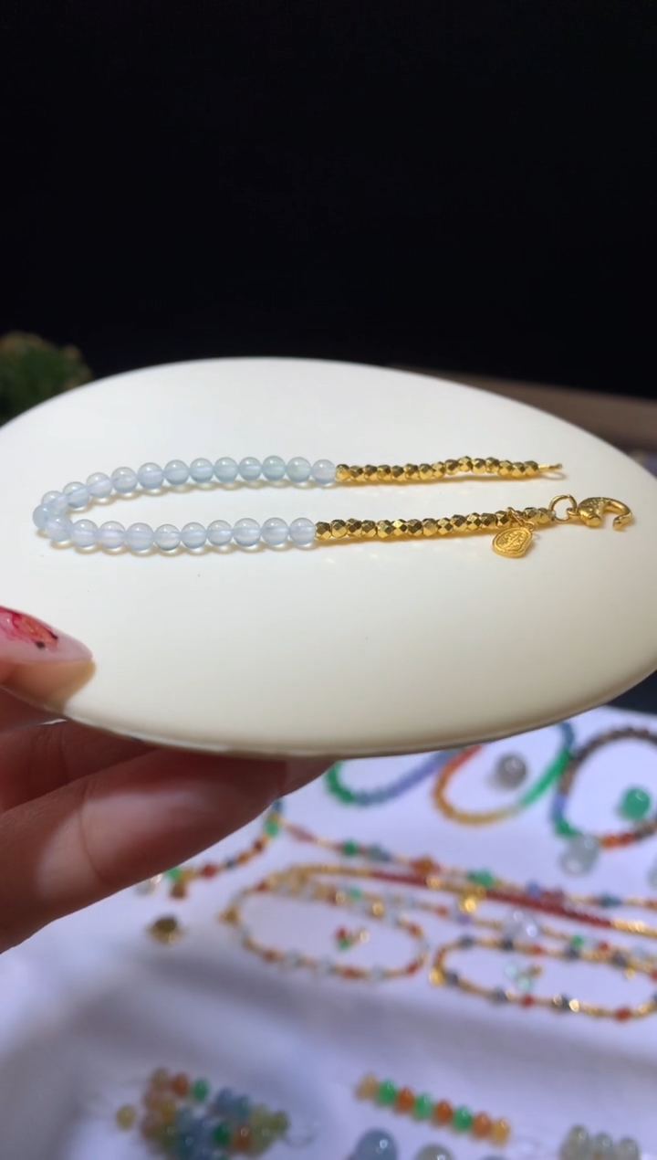 【闪购商品】定制翡翠未镶嵌白冰手串7800+780