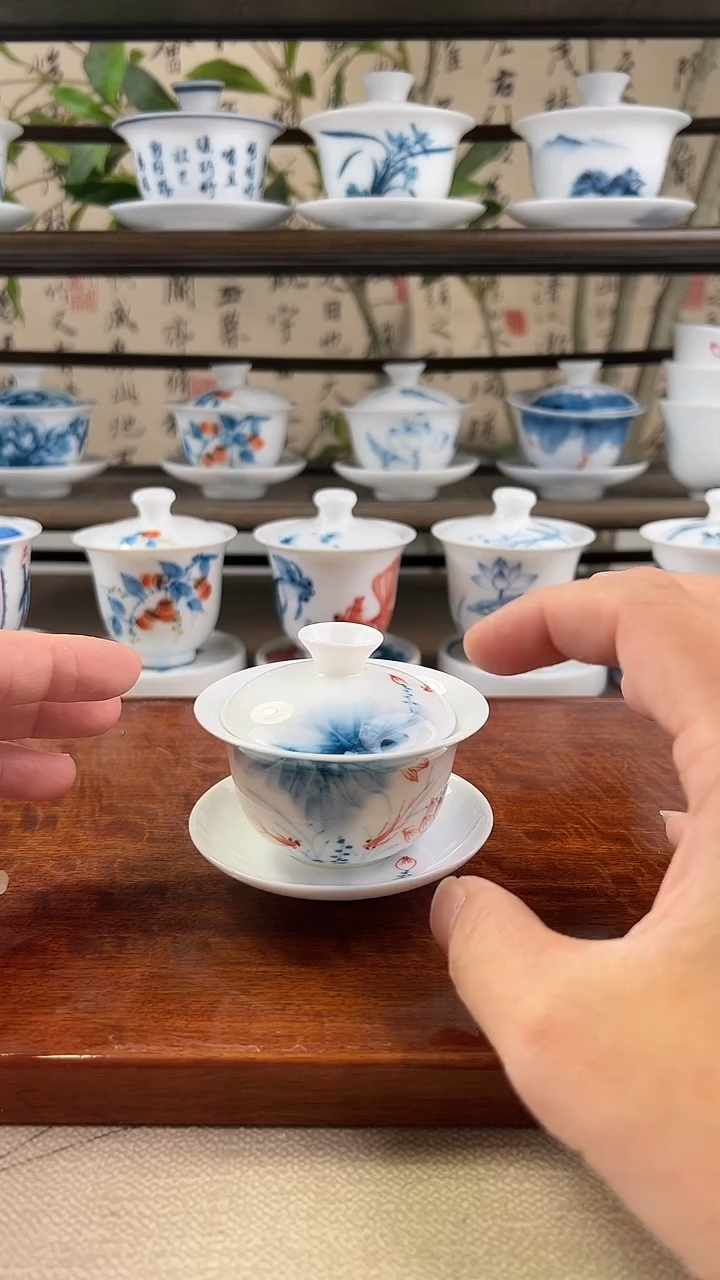 微瑕蓝莲80ml三才盖碗