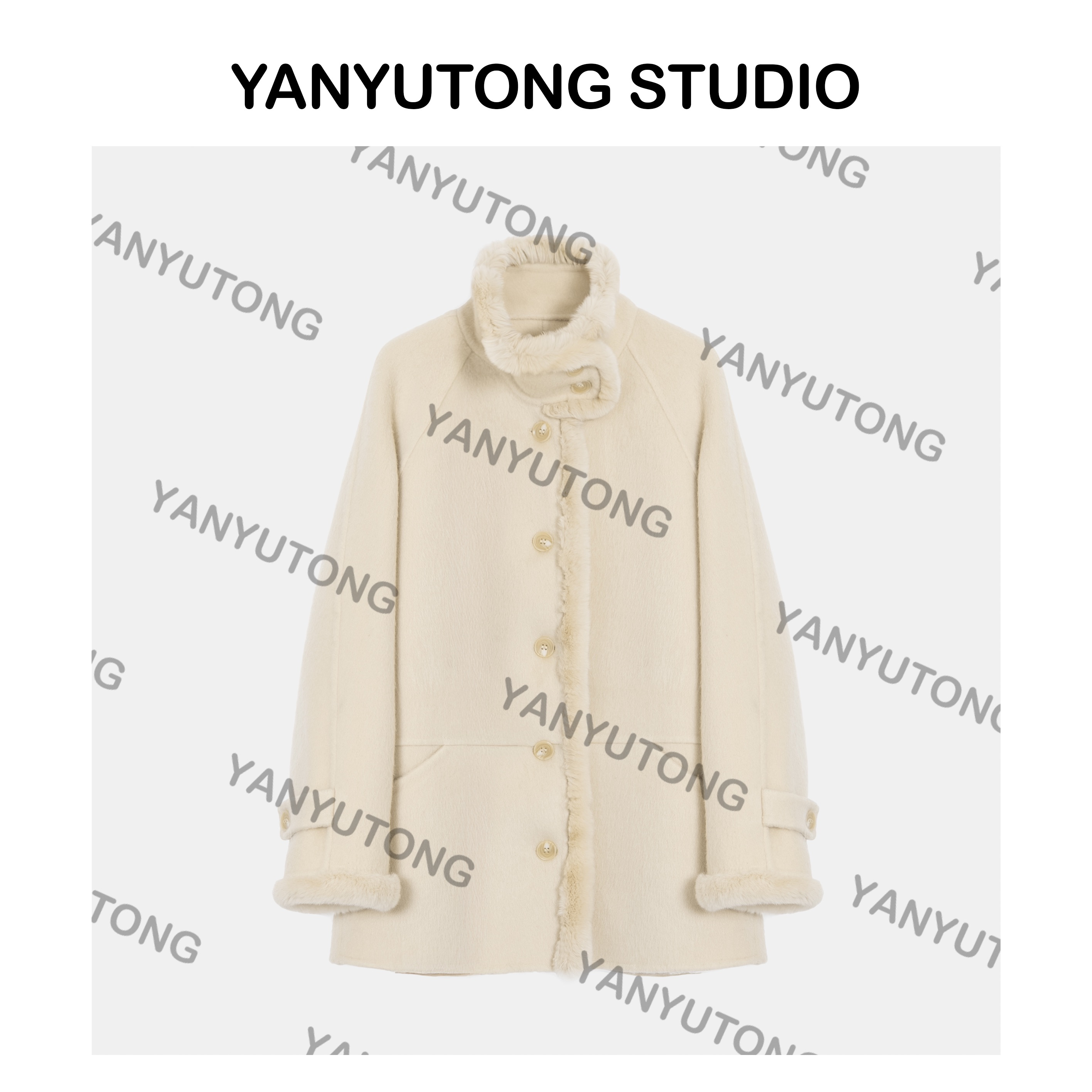 YANYUTONG 【黄油】 日常休闲獭兔立领马海毛中长款外套 TT0286