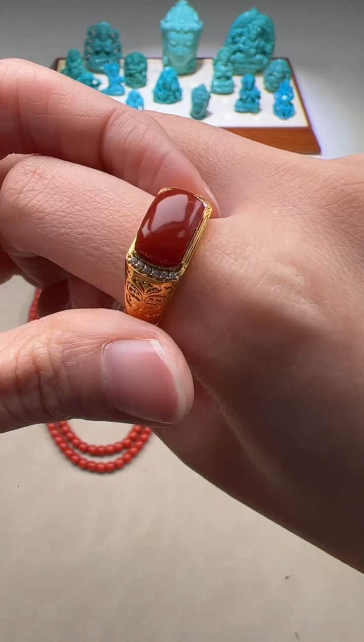 【闪购商品】南红玛瑙配饰配饰18K金镶嵌配饰配饰