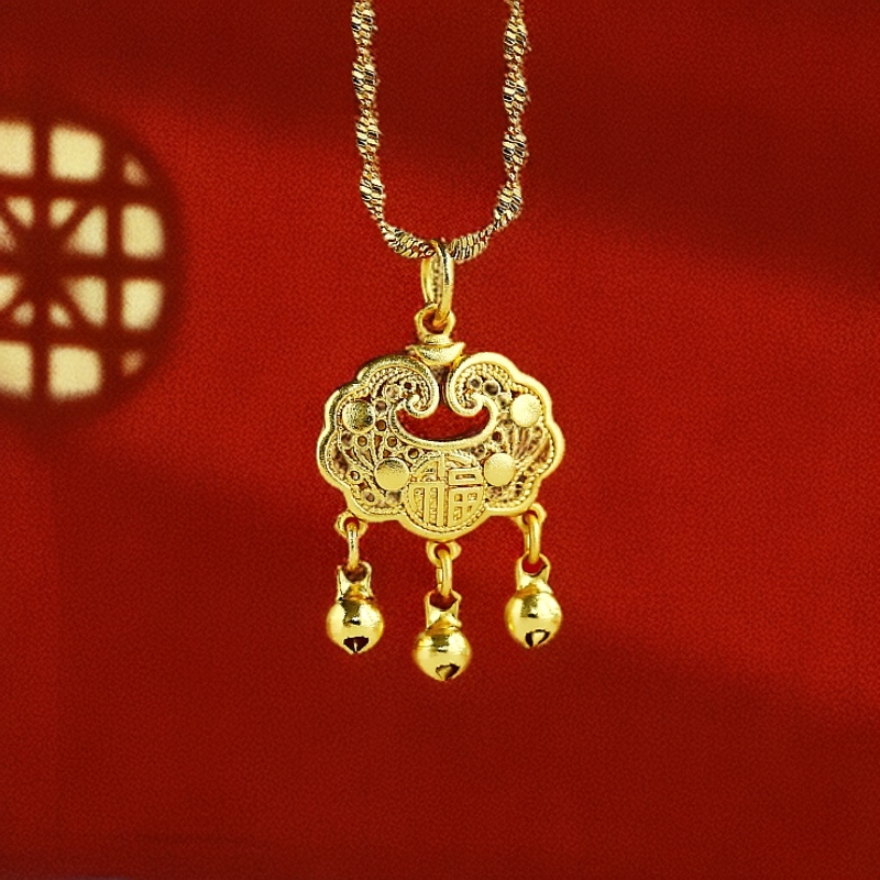 【丽姐】国潮风时尚大气女士款如意锁合金吊坠（ ZL74024） 赠合金链