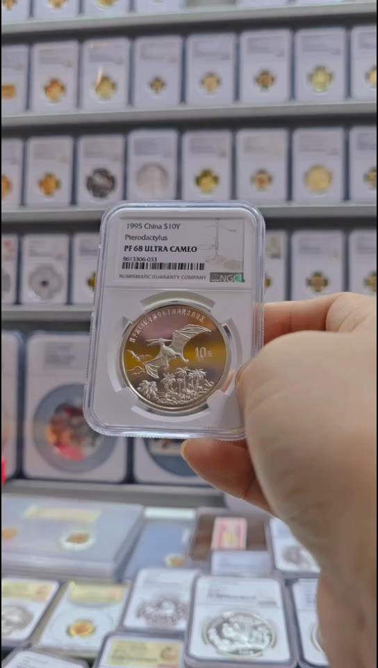 银Ag900醉*鱼1995年翼龙银币 NGC68 无盒证
