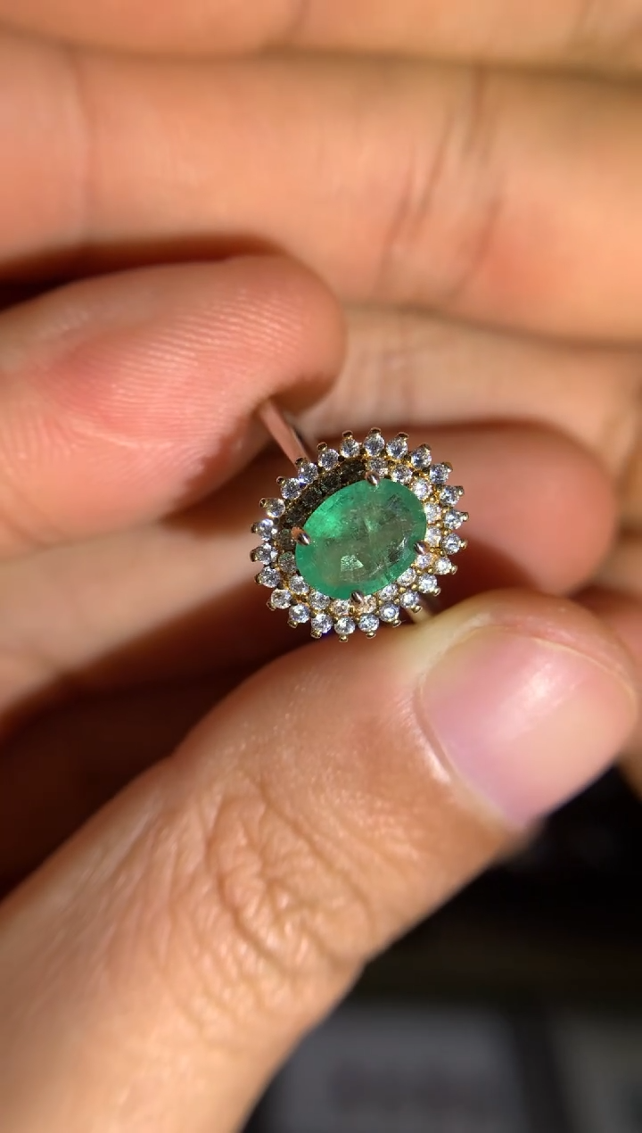 【闪购商品】祖母绿戒指银S925镶嵌活口