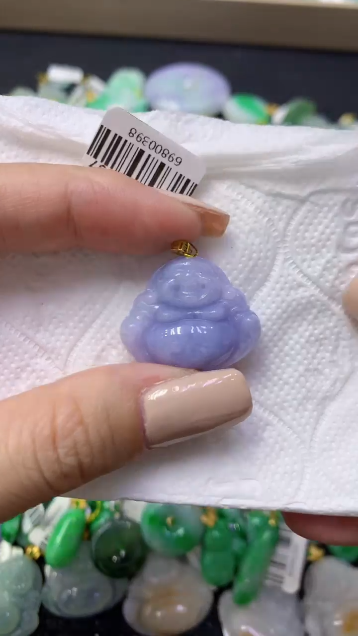 颈饰18K金镶嵌翡翠天然缅甸翡翠A货