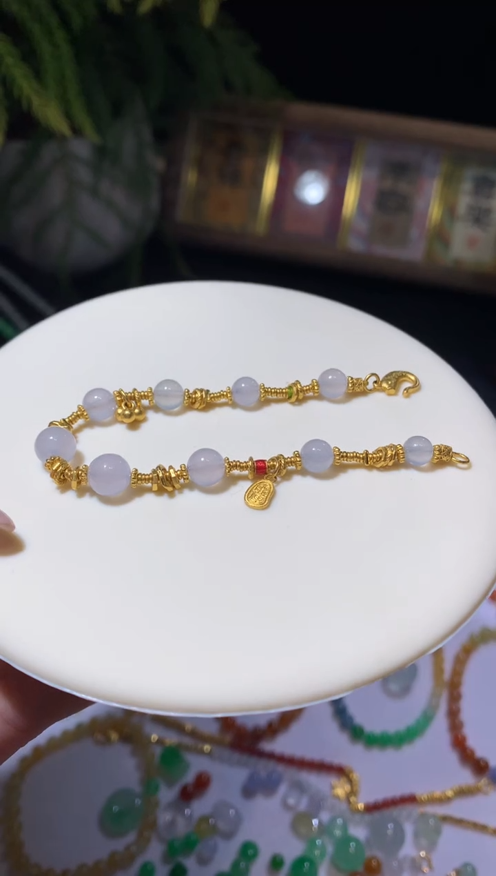 【闪购商品】定制翡翠未镶嵌白冰手串15000+750