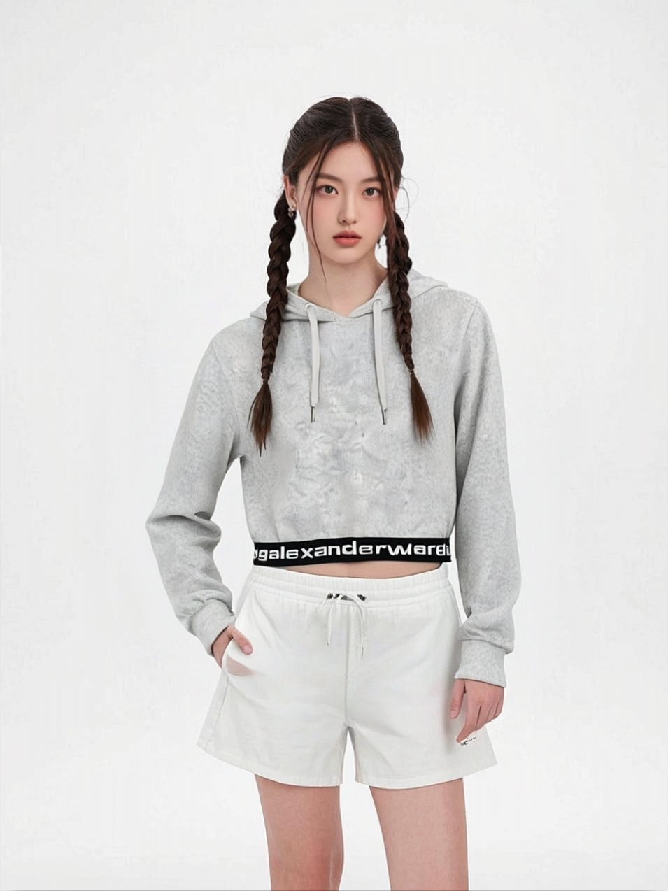 95新 Alexander McQueen/亚历山大·麦昆 99新连帽短款长袖卫衣S码