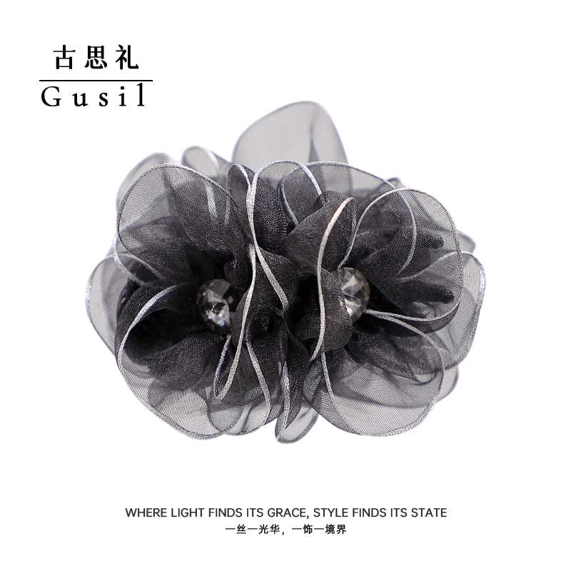 玫瑰花手工花朵盘发丸子夹GS9671