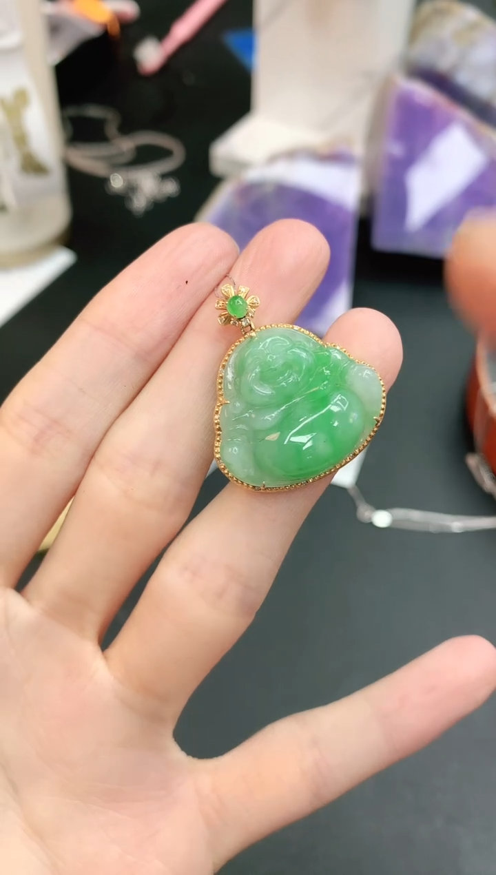 【闪购商品】翡翠颈饰18K金镶嵌赠礼盒证书 小君