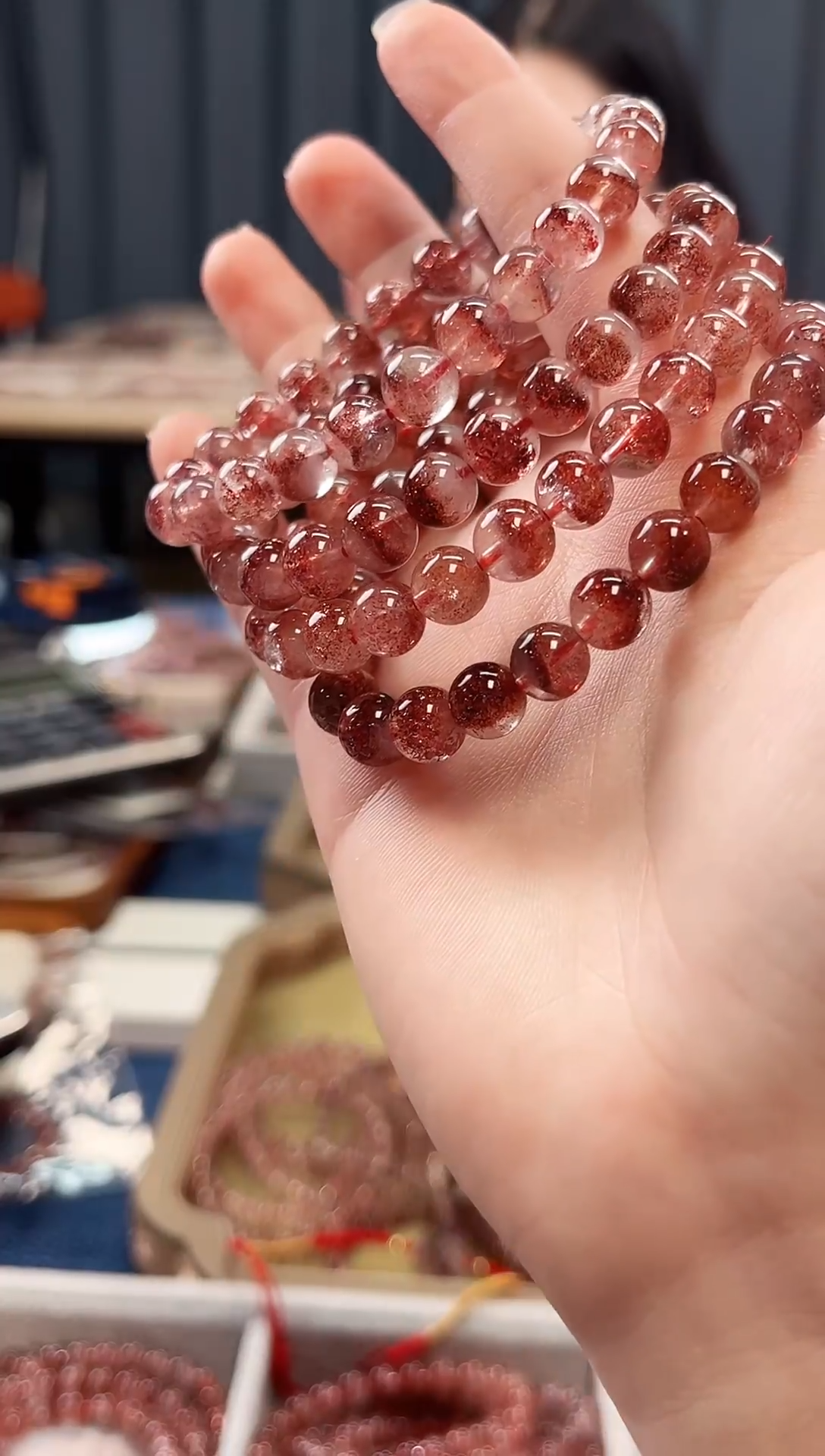 未镶嵌手串水晶金草莓超七单圈手串8mm【多样性发一】