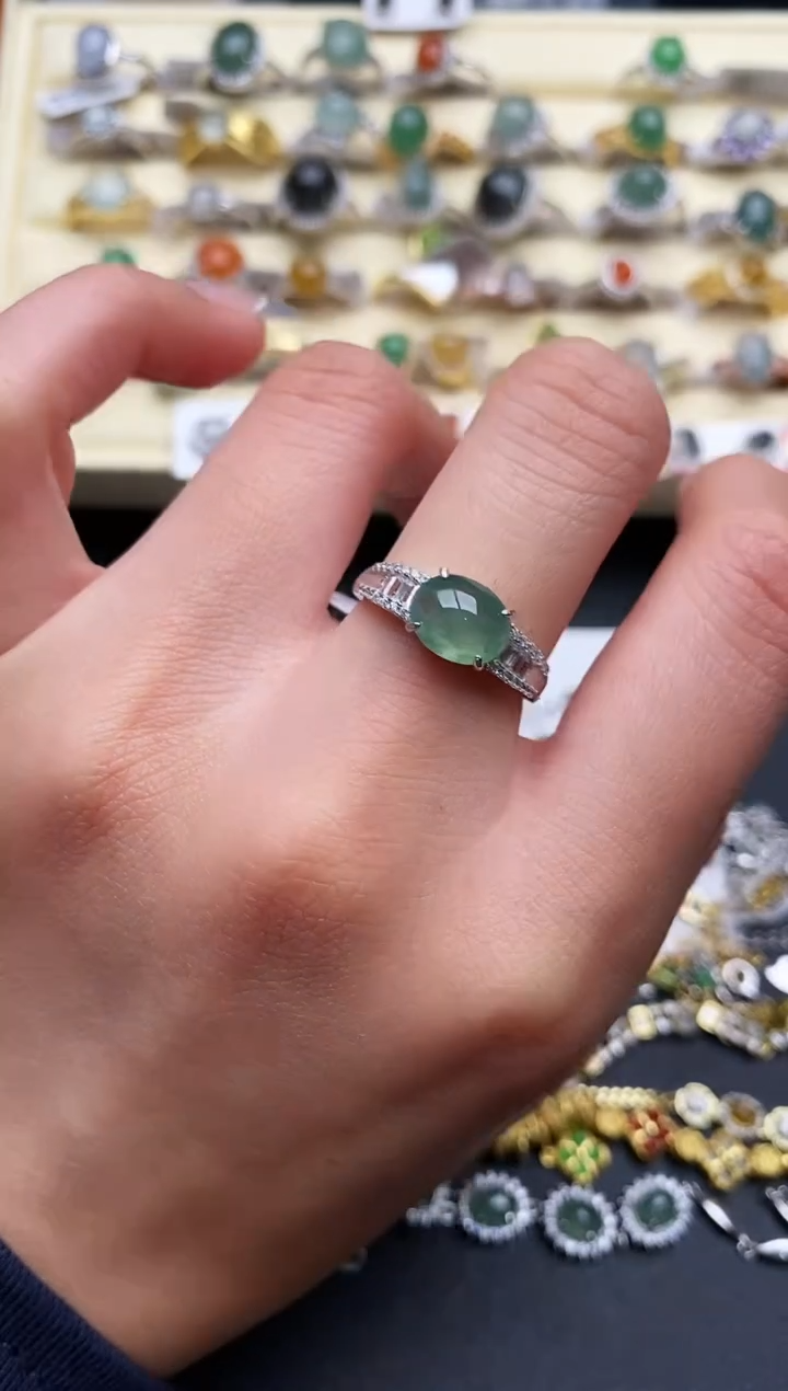 【闪购商品】翡翠戒指银S925镶嵌333333 +3