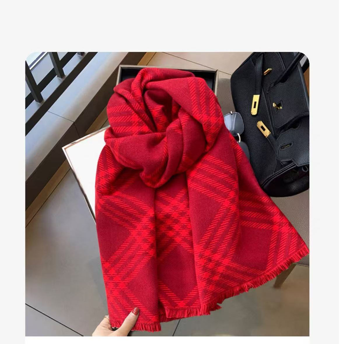 阿玲推荐2025新款情侣款巴巴格围巾时尚轻奢格纹双面仿羊绒披肩