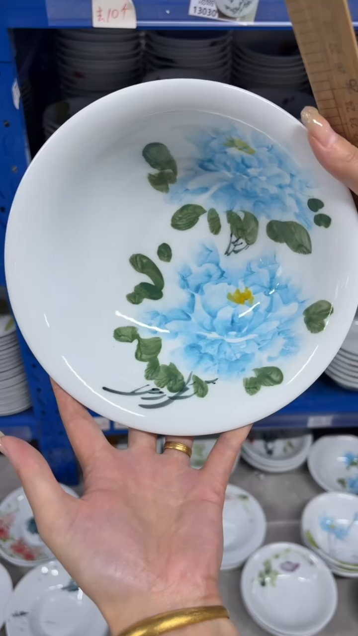 瓷片景德镇高温陶瓷食品级手绘釉中彩-汤碗8寸