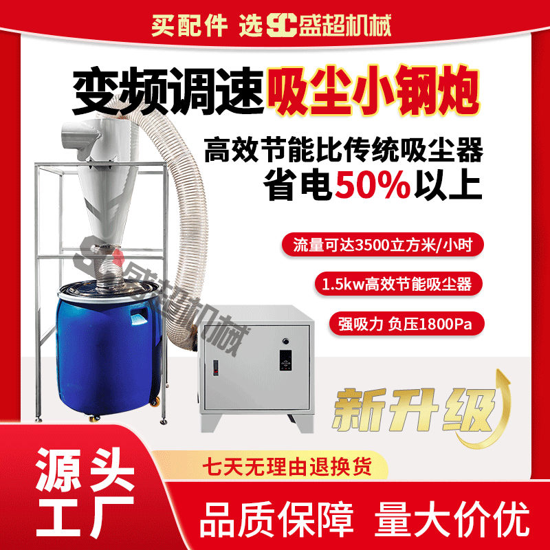 1.5KW小钢炮变频调速吸尘器省电王家具厂电子锯开料机雕刻机节能