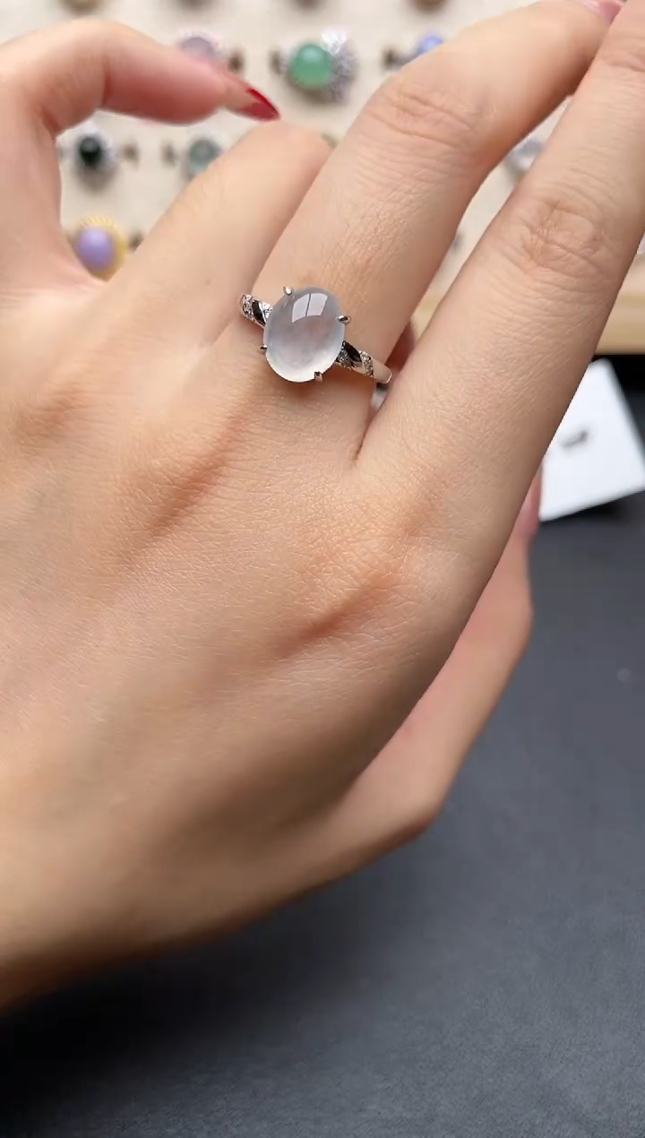 【闪购商品】翡翠戒指银S925镶嵌一物一证一礼盒