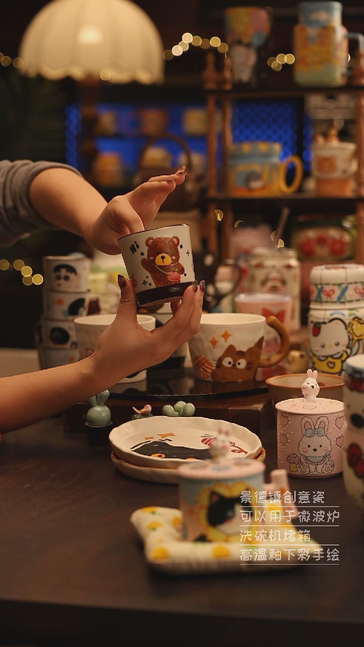 陶瓷景德镇可爱陶瓷釉下彩绘设计师款