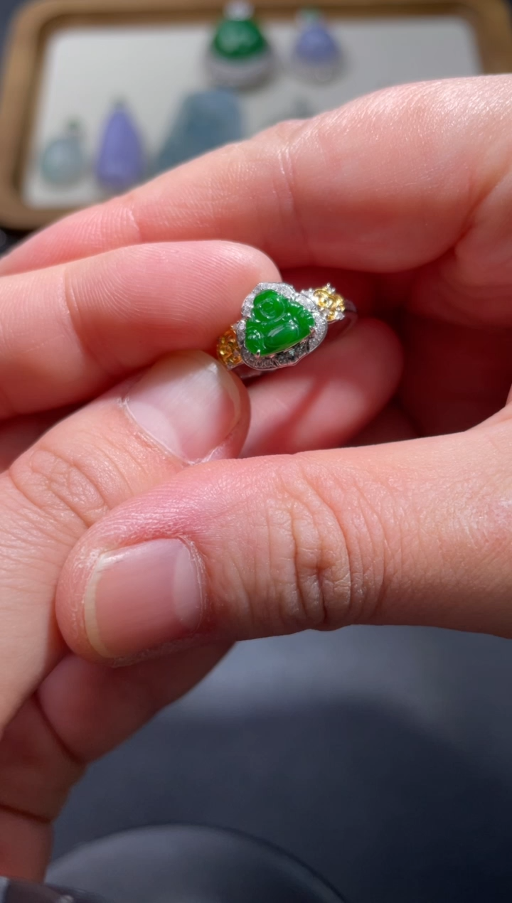 【闪购商品】翡翠戒指18K金镶嵌14...........
