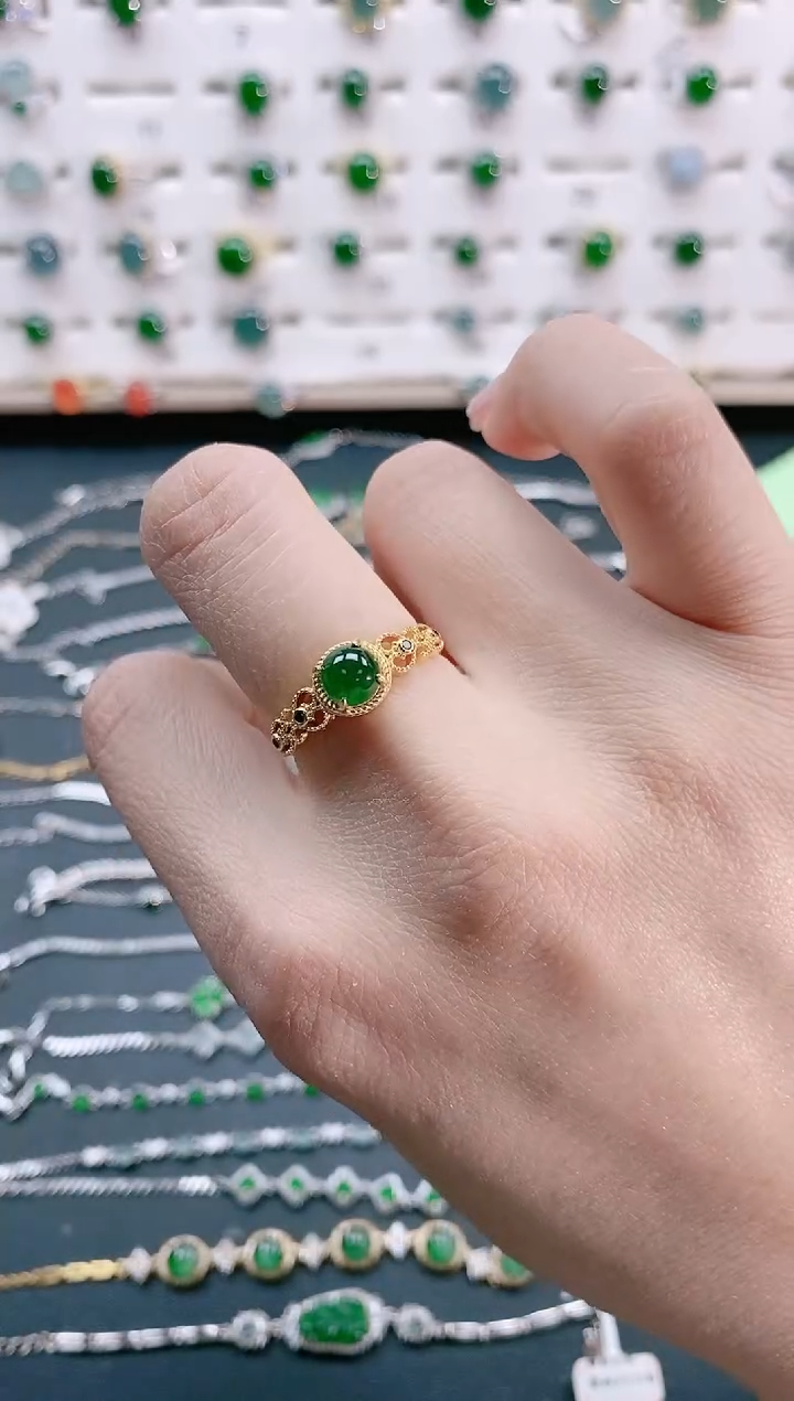 【闪购商品】翡翠戒指银S925镶嵌天然翡翠