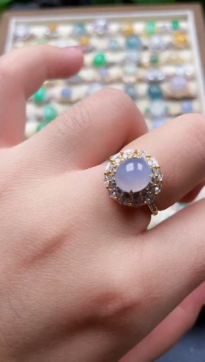 银S925镶嵌戒指翡翠109