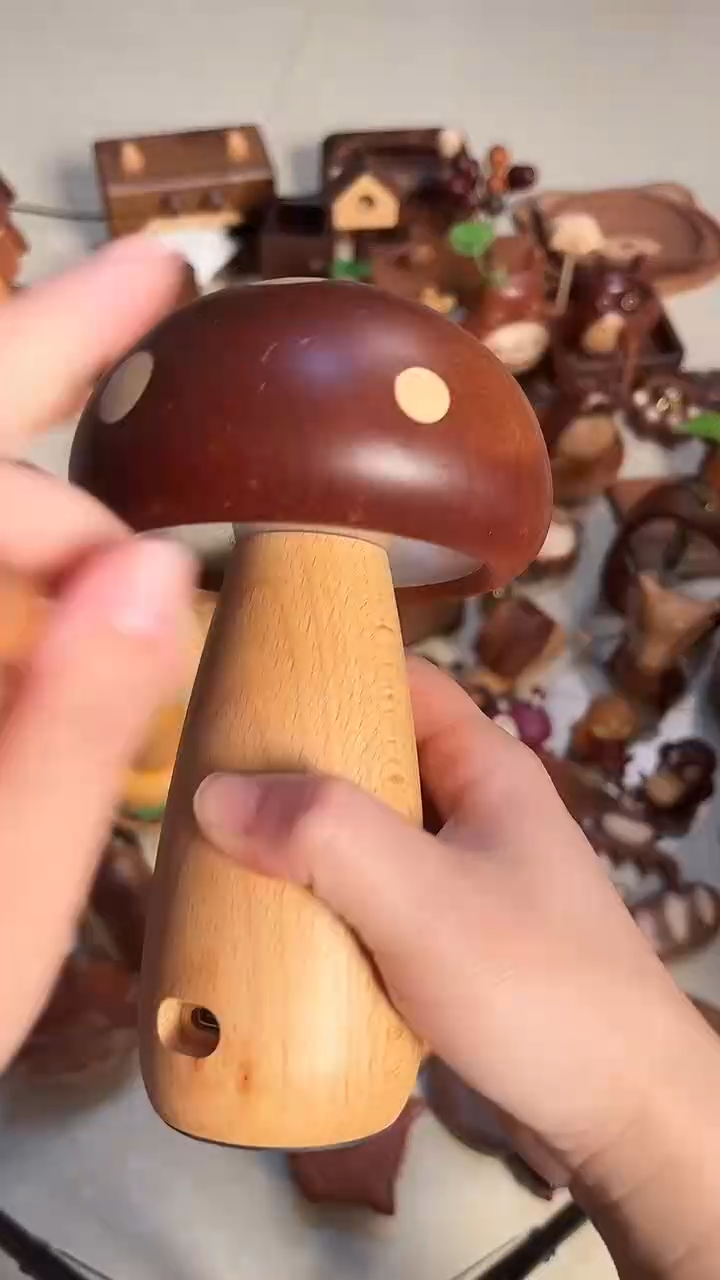 木乌檀木蘑菇灯摆件