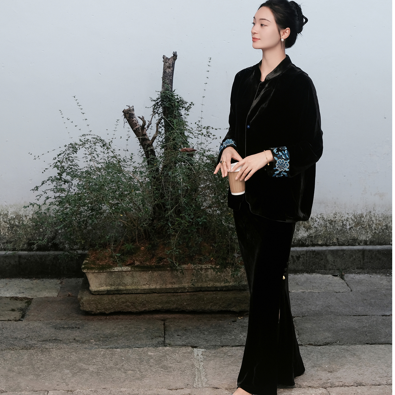 盛唐牡丹新中式丝绒鱼尾半裙（不支持七天无理由）