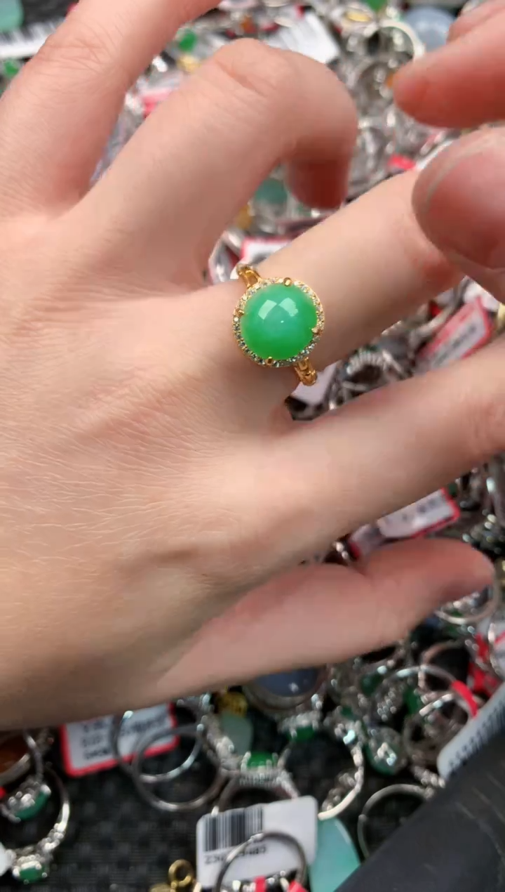 银S925镶嵌戒指翡翠999                  9