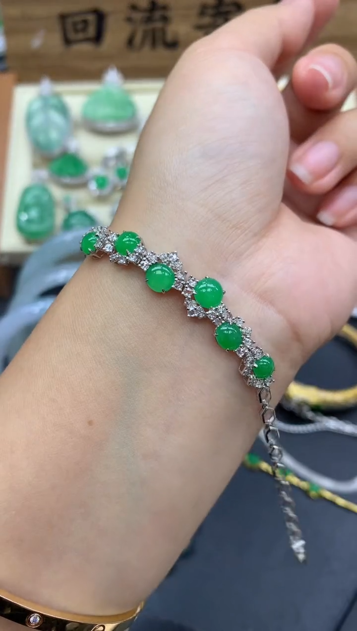 【闪购商品】翡翠手链18K金镶嵌572-中国好珍宝