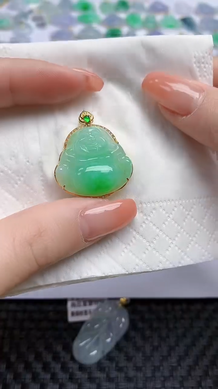 【闪购商品】翡翠颈饰18K金镶嵌天然翡翠A货