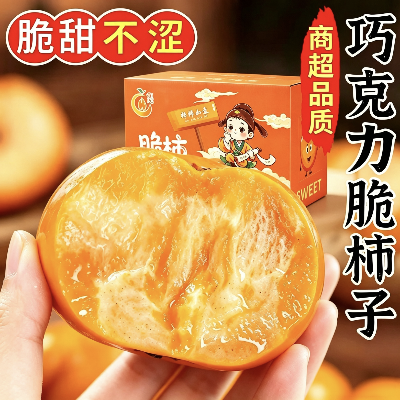 【叠火严选】山西阳丰甜脆柿子现摘新鲜水果巧克力甜柿子树熟脆柿