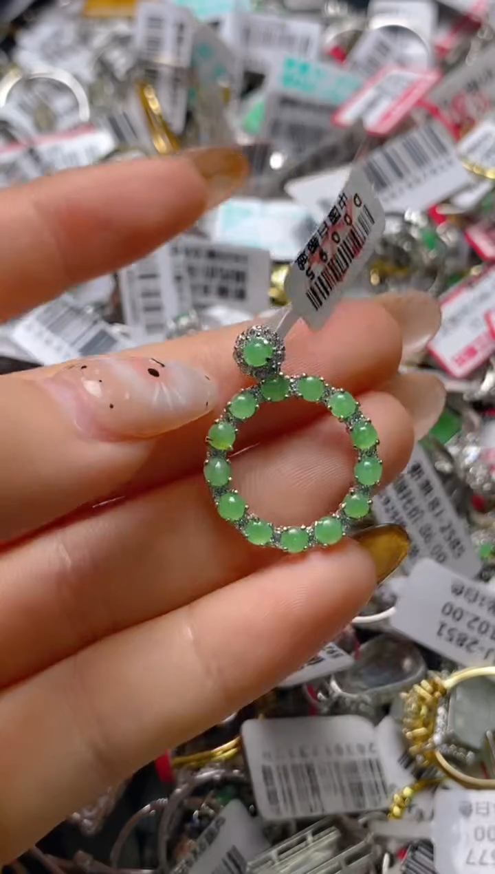 银S925镶嵌戒指翡翠百内无证书