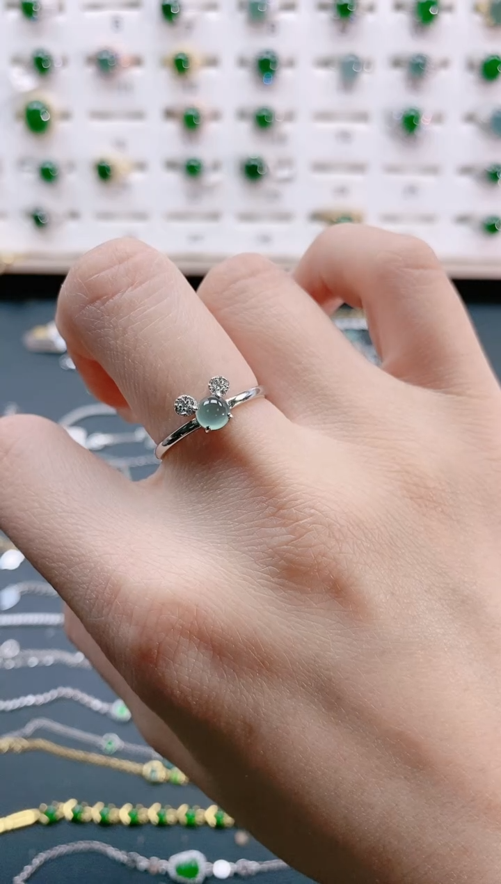 【闪购商品】翡翠戒指银S925镶嵌天然翡翠