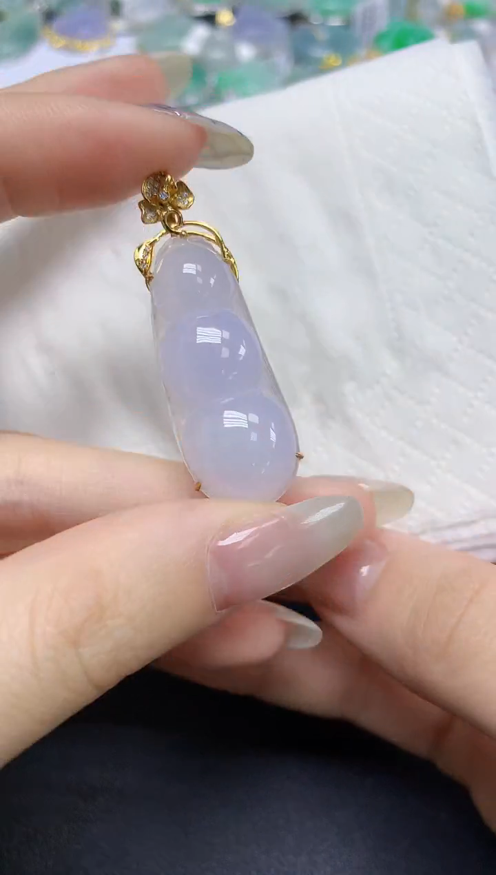 【闪购商品】翡翠18K金镶嵌颈饰天然缅甸翡翠A货