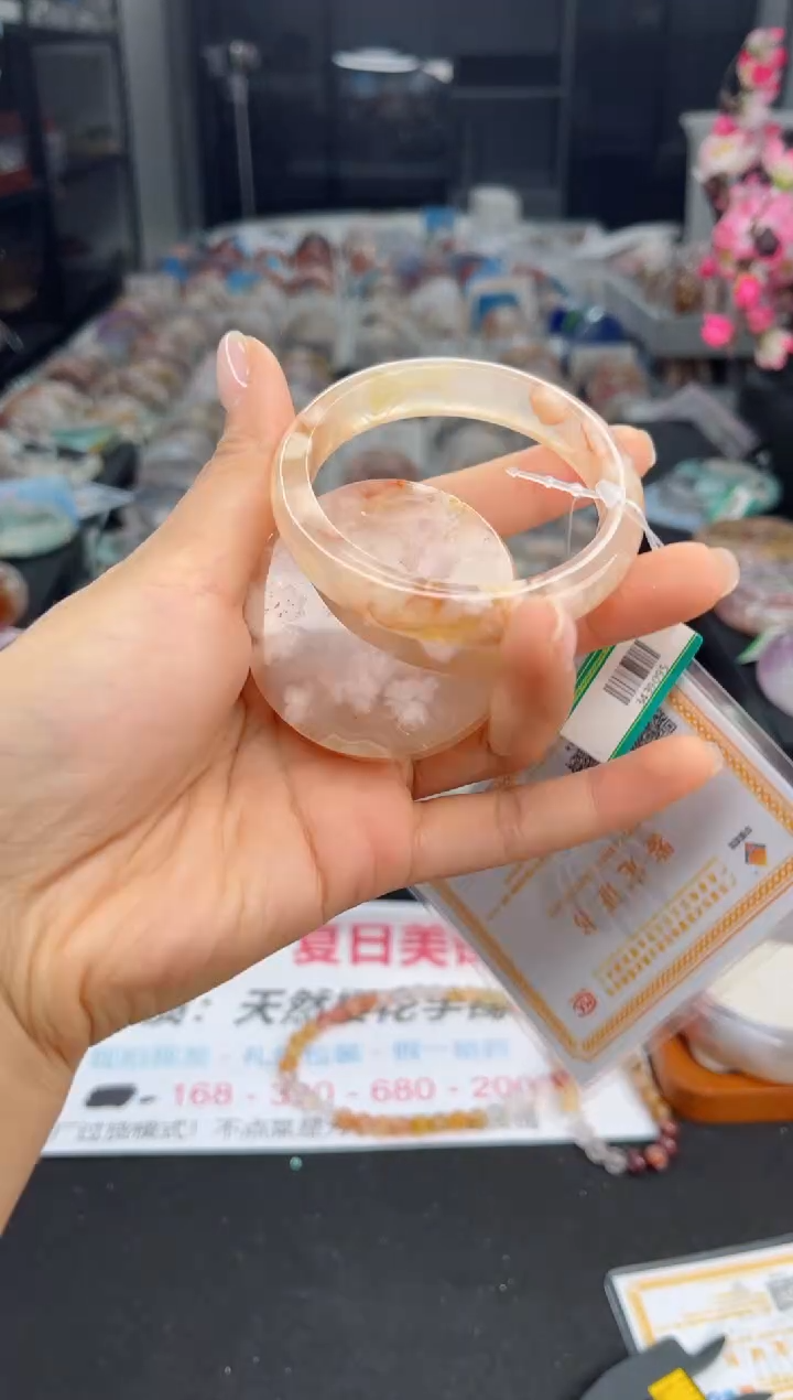 石英质玉手镯未镶嵌54圈口（赠送镯心）3439095