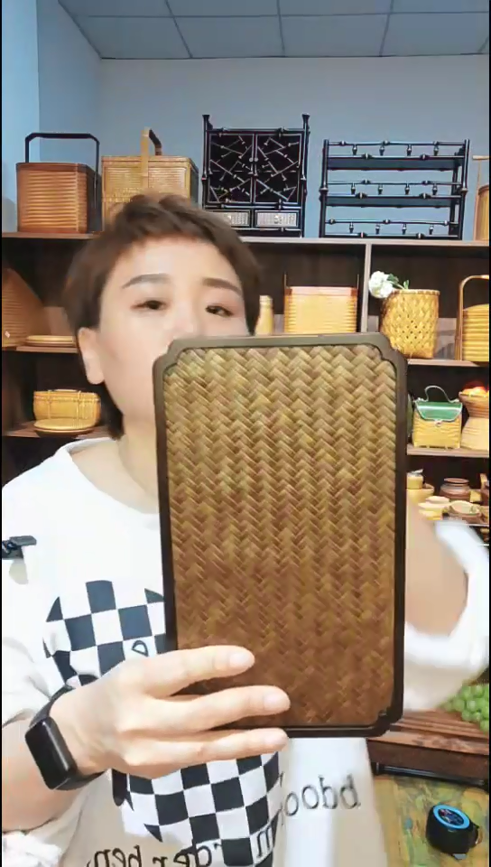 手工蔑手工编织楠竹大漆壶承茶盘