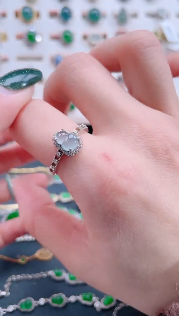 银S925镶嵌戒指翡翠天然翡翠