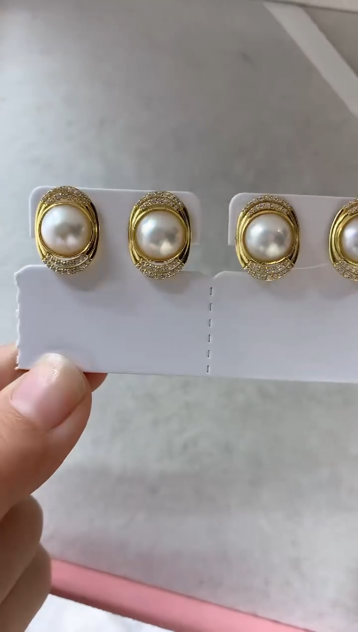 耳饰拼合珍珠（马贝珠）银S925镶嵌多样性发其一