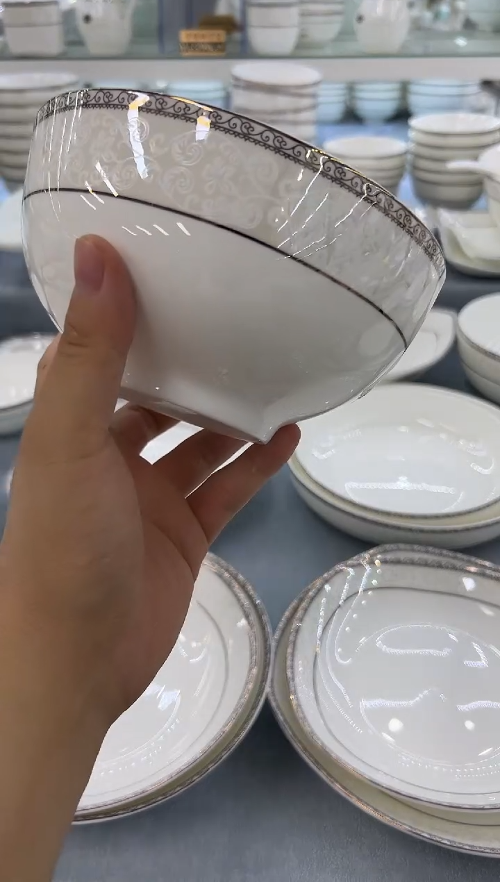 骨瓷玲珑6寸奥碗4个