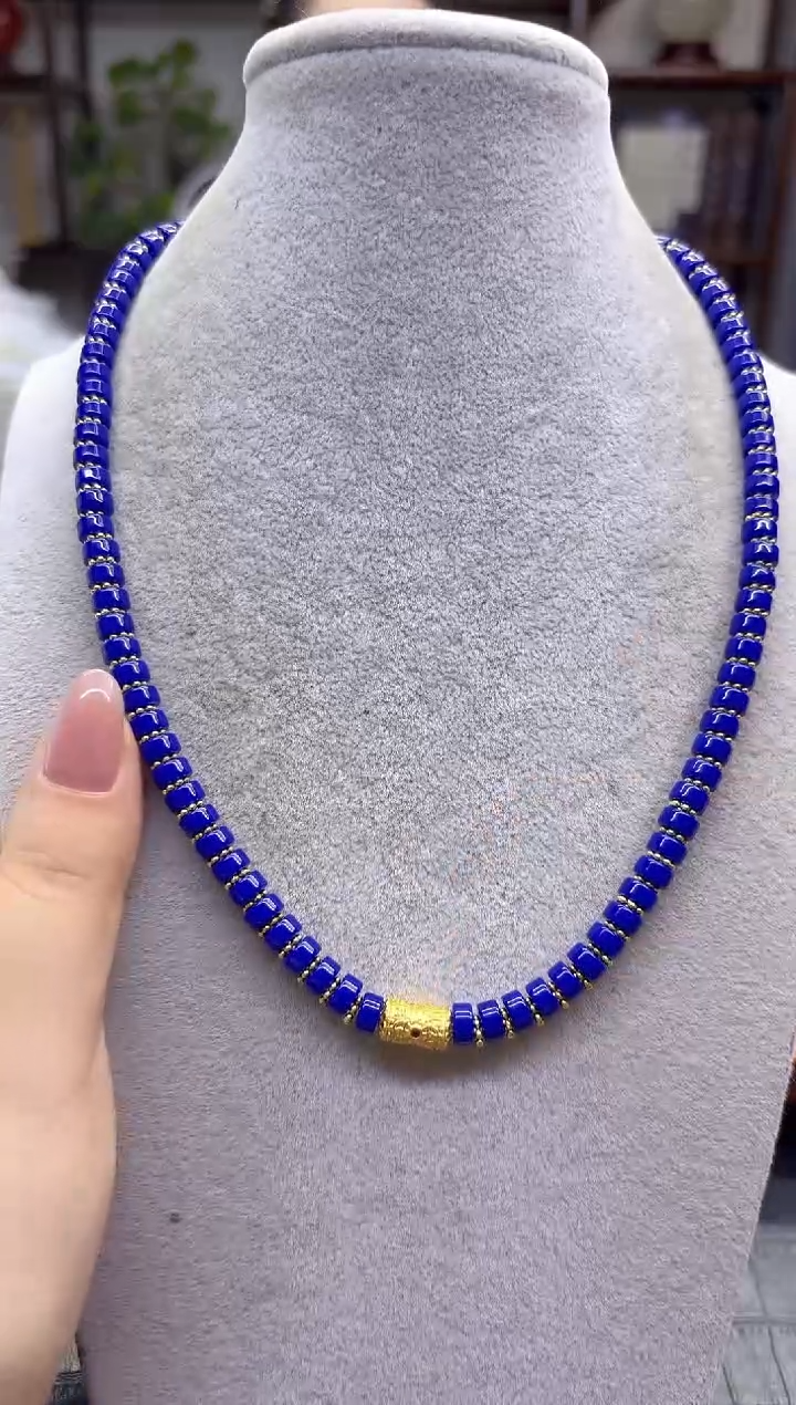 14K金镶嵌青金石颈饰DIY款X778