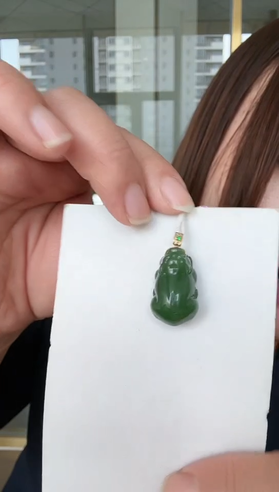 【闪购商品】和田玉吊坠18K金镶嵌吊坠4