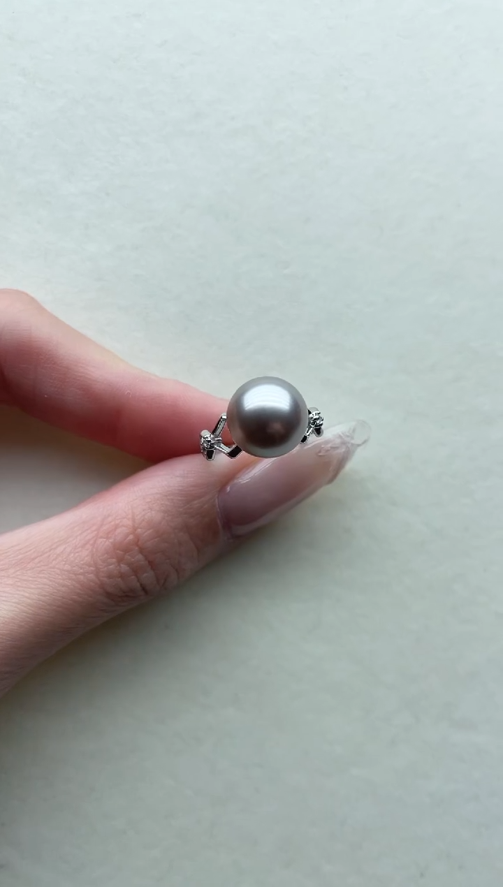 银S925镶嵌海水珍珠戒指15