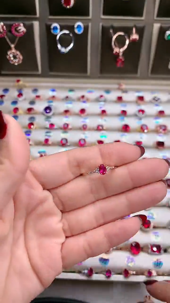 【闪购商品】红宝石戒指银S925镶嵌46玫瑰金