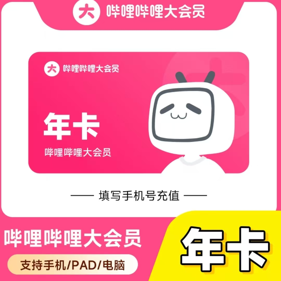 【年卡】哔哩哔哩大会员 一次性到账- 下单后联系客服