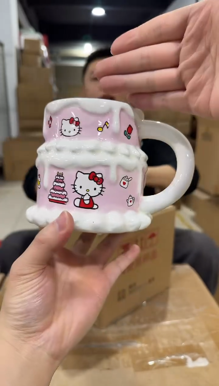 瓷片kt猫双层蛋糕水杯