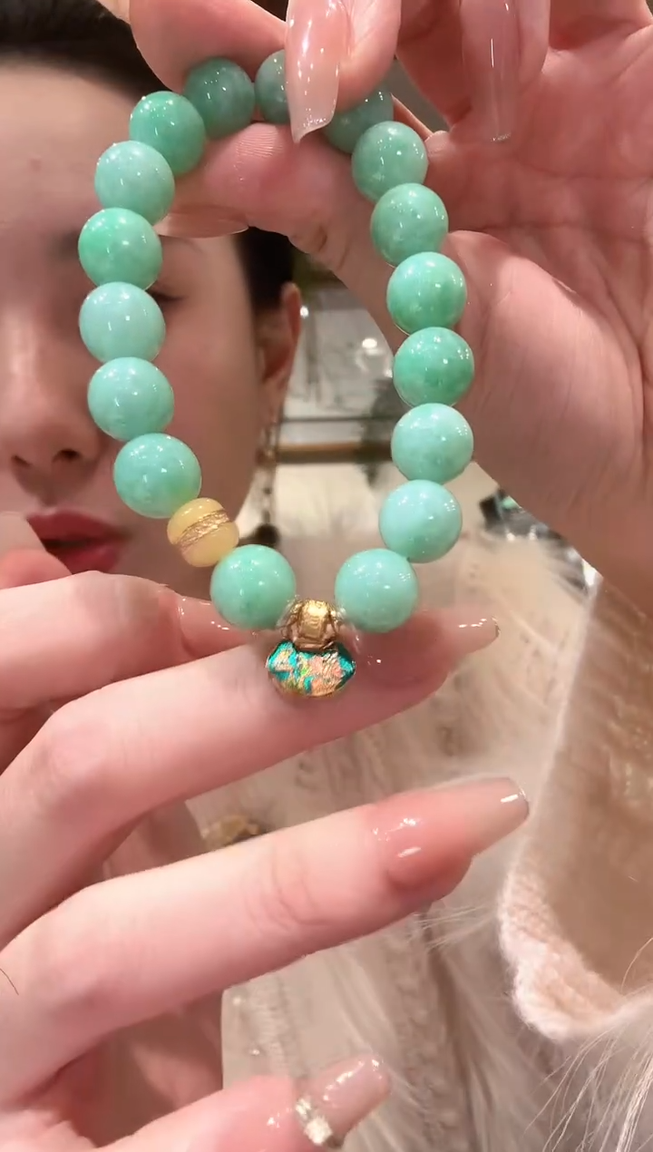 【闪购商品】翡翠手链18K金镶嵌国风