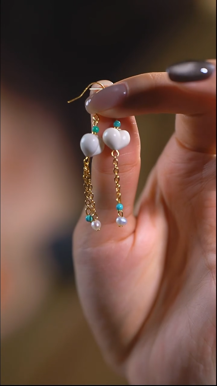 吊坠猛犸象牙屁桃耳饰