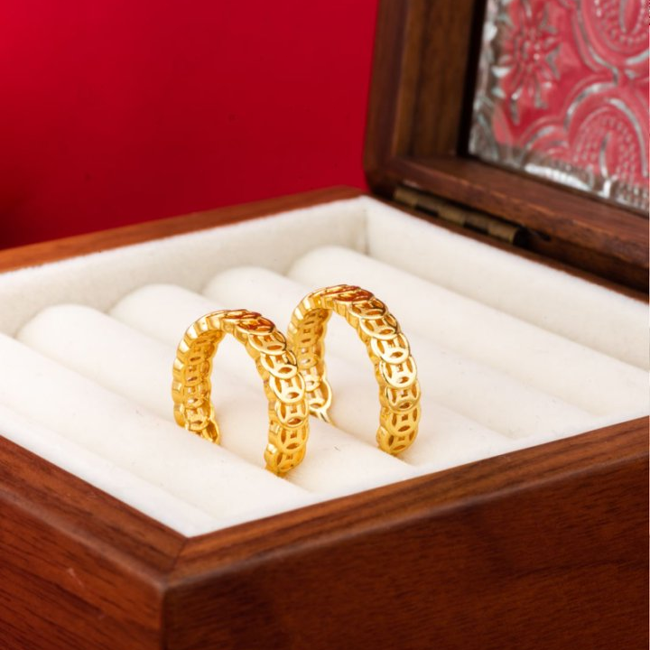 【顺丰配送 次日到家】编织钱多多戒指2g 钱在我收招财进宝开口可调节气质百搭精致饰品铜合金戒指