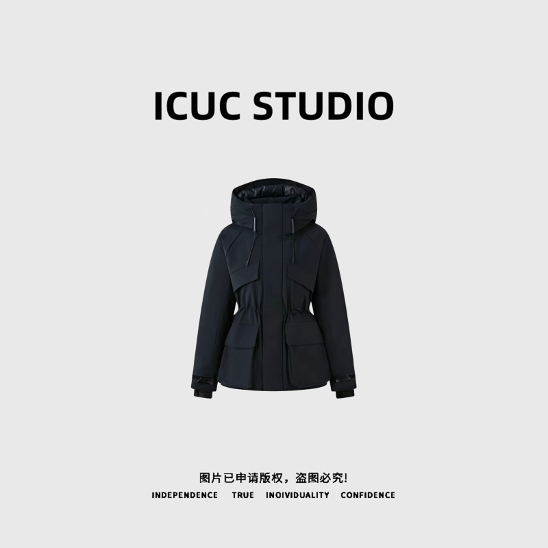 ICUC STUDIO-" 风壳小蛮腰"白鹅绒收腰抽绳保暖冲锋衣外套3089