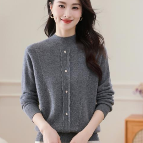 【羊毛】天山半高领长袖女套衫（0498）