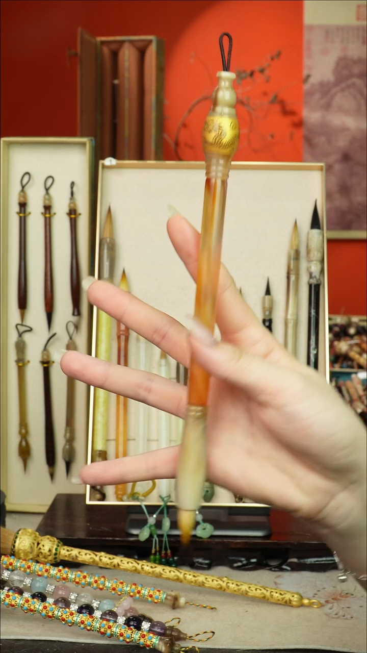 29号闪孤品高货毛笔链接 清水试笔 蘸墨不退