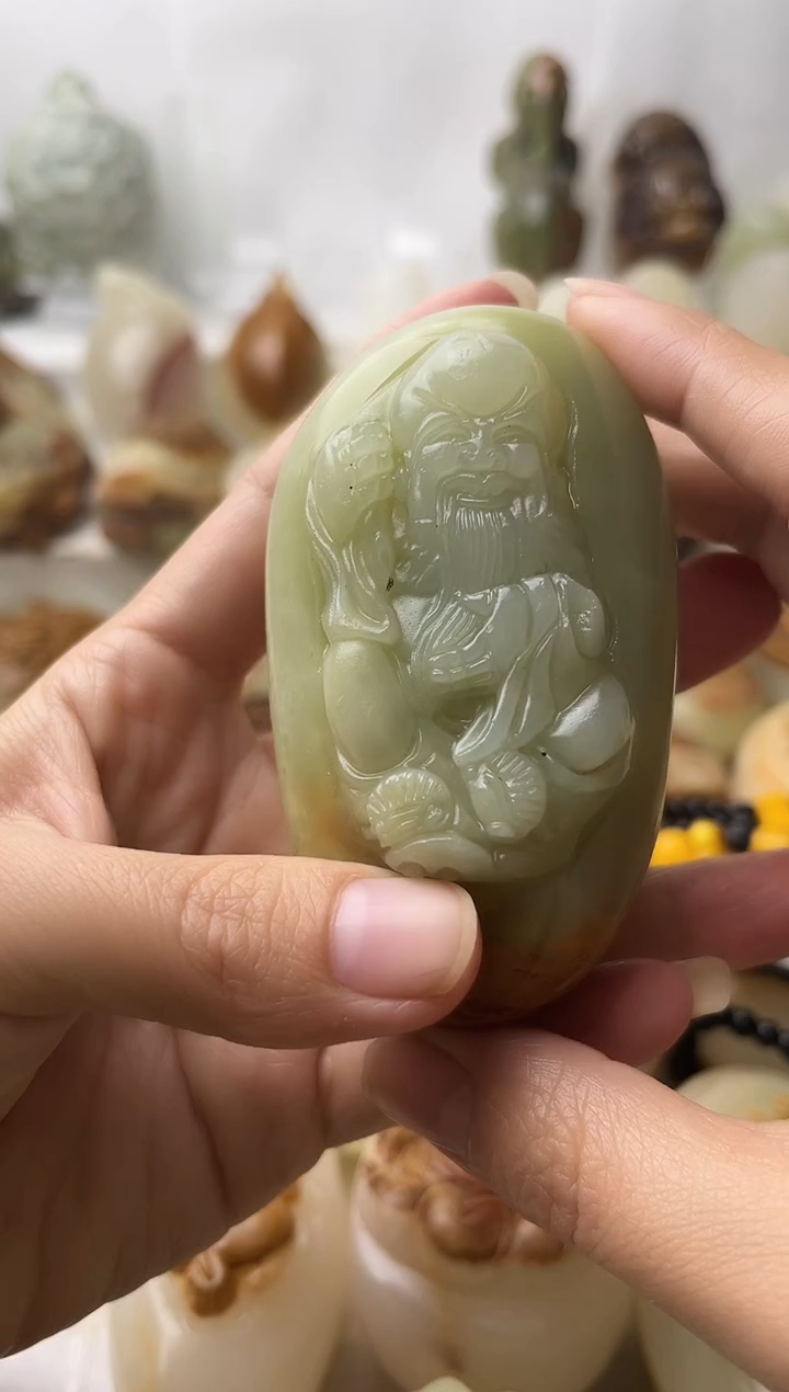 石材古青石棉纹正常不退换寿星微瑕