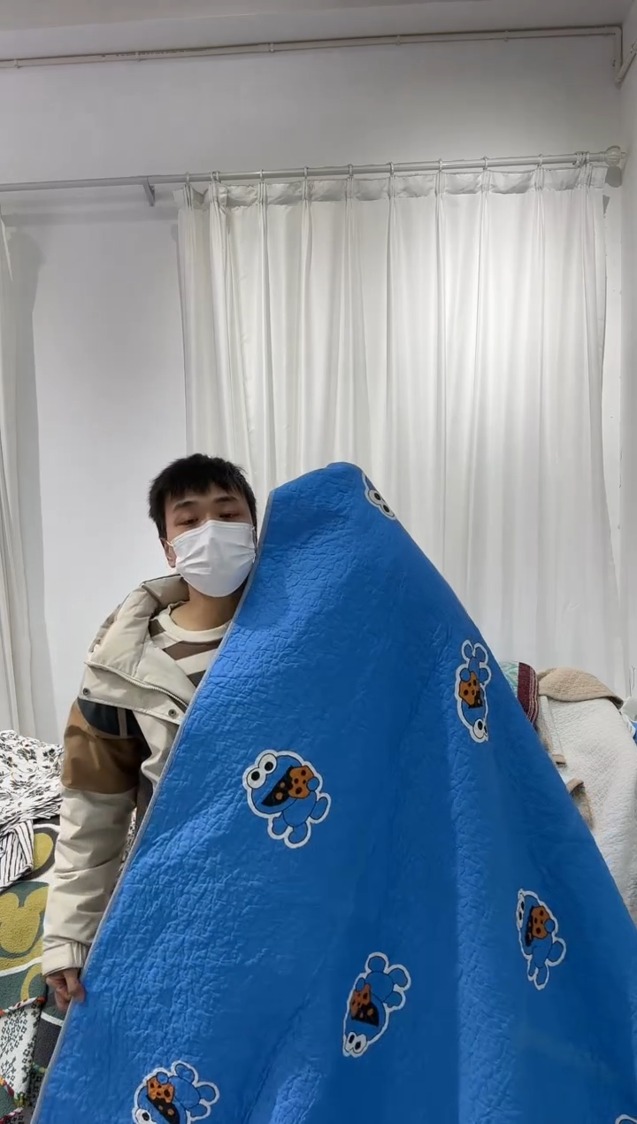 棉150*200纯棉床盖115号小折印